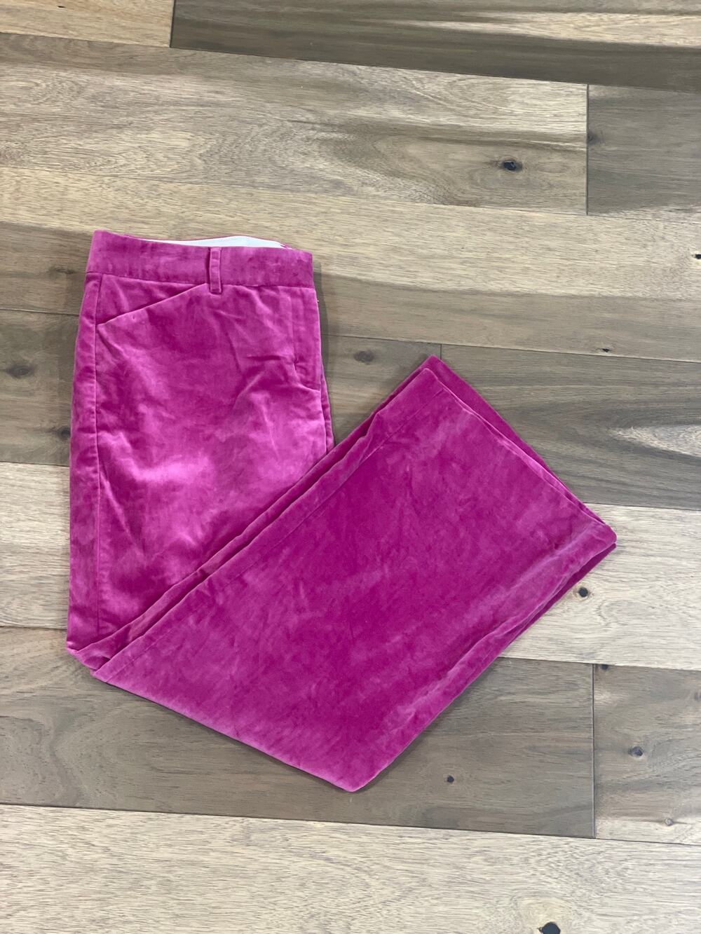 Express Editor Velvet Wide Leg Pants Size 10 Fuchsia Pink Magenta